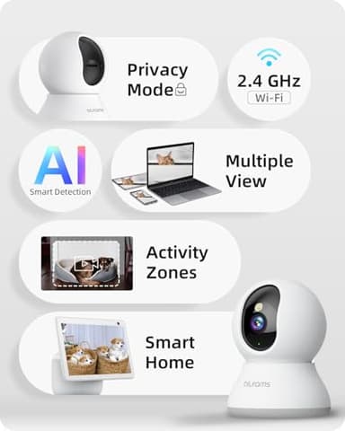 blurams Indoor Camera 2K, Cameras for Home Security 5G&2.4GHz, 360° Pet Camera w/Motion Tracking, Phone App, 2-Way Audio, IR Night Vision, Siren, Works with Alexa & Google Assistant - Image 8