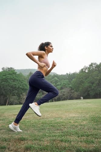 Trryln Women's Joggers Pants with Pockets Drawstring Running Sweatpants Workout Casual Tapered Pants Navy Blue - Image 5