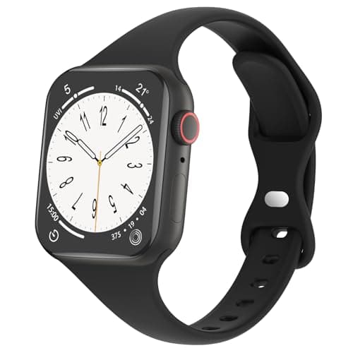 DYKEISS Sport Slim Silicone Band Compatible for Apple Watch Band 38mm 42mm 40mm 44mm 41mm 45mm 49mm, Thin Soft Narrow Replacement Strap Wristband for iWatch Ultra Series 8/7/SE/6/5/4/3/2/1 Women Men - Image 1
