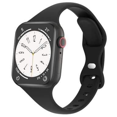 DYKEISS Sport Slim Silicone Band Compatible for Apple Watch Band 38mm 42mm 40mm 44mm 41mm 45mm 49mm, Thin Soft Narrow Replacement Strap Wristband for iWatch Ultra Series 8/7/SE/6/5/4/3/2/1 Women Men - Image 1