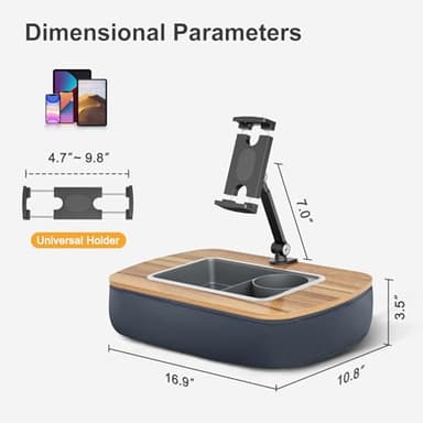 ERGONOV Lap Beanbag Tablet Pillow Stand,Adjustable iPad Holder with Snack Bowl,360° Rotating Clip for 4.7-13" Kindle,Phone,Tablet.Ideal for Hands-Free Reading and Relaxation on Bed,Couch,Recliner,Gray - Image 7