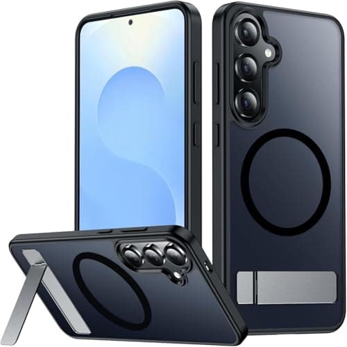 SPIDERCASE Magnetic for Samsung Galaxy S25 Case, [3 Stand Ways][ Military Grade Drop Protection] with Invisible Stand Shockproof Slim Case for Samsung Galaxy S25 6.2", Black - Image 1