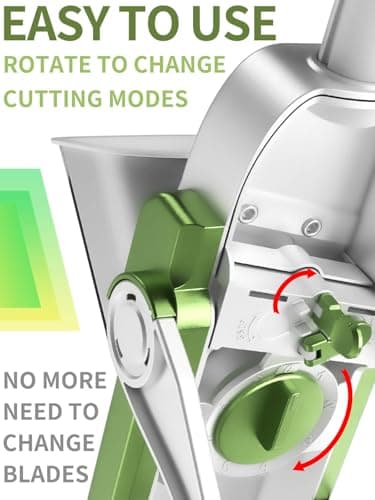 ONCE FOR ALL Safe Mandoline Slicer, Multi Vegetable Chopper, Potato Slicer for Kitchen, 4 Modes 100+ Presets Adjustable Thickness, French Fry Cutter (5 in 1 Green) - Image 4