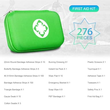 276 Car First Aid Kit for Business, Portable First Aid Kits Travel Szie Emergency Essentials Supplies for Outdoor Activities Skating Boating, Green AMORNING - Image 4
