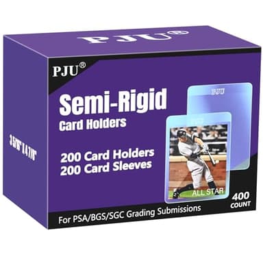 200ct Semi Rigid Card Holders & 200ct Card Sleeves for PSA, SGC, BGS, CSG Graded Card Submissions, Semi Rigid Card Sleeves, Baseball Card Protectors, PSA Graded Card Sleeve for Trading Card - Image 1