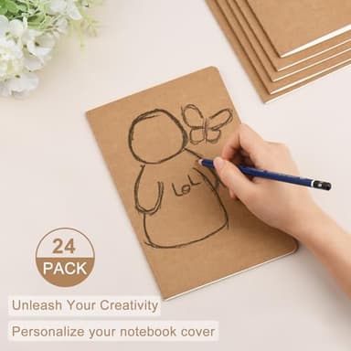 ZCZN 24 Pack A5 Kraft Notebooks Bulk, 8.15x5.5 Inches Blank Journaling Notebooks, Notebooks for Work, Composition Notebooks for School, Journal notebooks for kids, 60 Pages - Image 2
