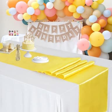 B-COOL Yellow Table Runner 10 Packs Satin Table Runners Reception Table Runners Silk Smooth Fabric for Birthday Party Banquet Table Decorations 12x108 inch - Image 5