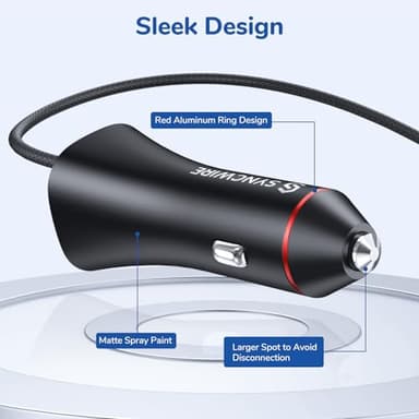 [Apple MFi Certified] Syncwire iPhone Car Charger 32W Super Fast Car Phone Charger Cigarette Lighter USB Car Adapter with Build-in 5FT Coiled Lightning Cable for Apple iPhone 14/13/12/11/XR/Max, iPad - Image 6