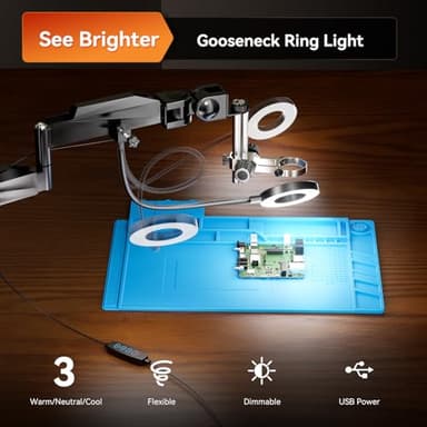 Elikliv EM3K-3D Max 3D Digital Microscope with Magnetic Dual Lens, 3K HDMI, 10.1" Flex Arm, Coin & Electronics Repair Microscope with Ring Light, 64GB Card Included - Image 9