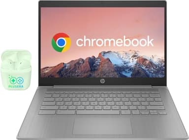HP Chromebook 14" Business & Student Laptop Computer, 4GB RAM,576GB Storage (64GB eMMC + 512GB Docking Station), 4-Cores Intel Celeron, HD Webcam, Long Battery Life, Chrome OS, PLUSERA Earphones - Image 1