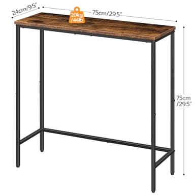 HOOBRO Narrow Console Table, 29.5" Small Entryway Table, Thin Sofa Side Display Table, for Hallway, Bedroom, Living Room, Foyer, Rustic Brown and Black BF75XG01 - Image 3