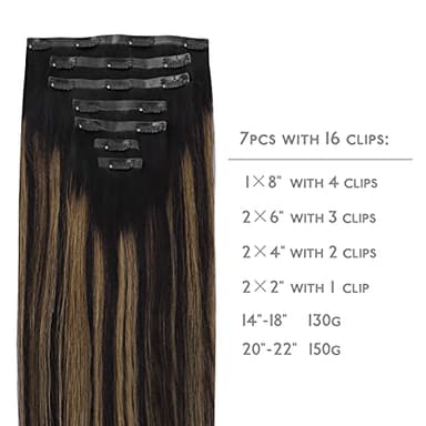 WENNALIFE Seamless Clip In Hair Extensions Human Hair, 24 Inch 160g 7pcs Natural Black Mixed Chestnut Brown Hair Extensions Clip in Human Hair Invisible PU Skin Weft Natural Remy Human Hair Extensions - Image 2