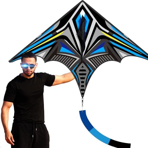Doinfly Delta Mecha Kite for Kids & Adults, Easy to Fly for Beginner, 55 x 36 Inches, Best Kites for Beach Days & Park Fun and Family Outdoor Activities（Blue） - Image 1