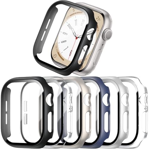 6 Pack Case with Tempered Glass Compatible for Apple Watch Series 11 2025 Series 10 42mm, Hard PC Screen Protector with Tempered Glass Ultra-Thin Lightweight Scratch-Resistant Cover for iWatch 11/10 - Image 1