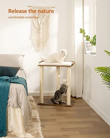 FourFurPets 26.7in Large Cat Tree Tower Condo, Cat Scratch Posts for Indoor Cats, Big Plate, Three 23.6in Full Sisal Scratching Posts, Rustic Brown - Image 3