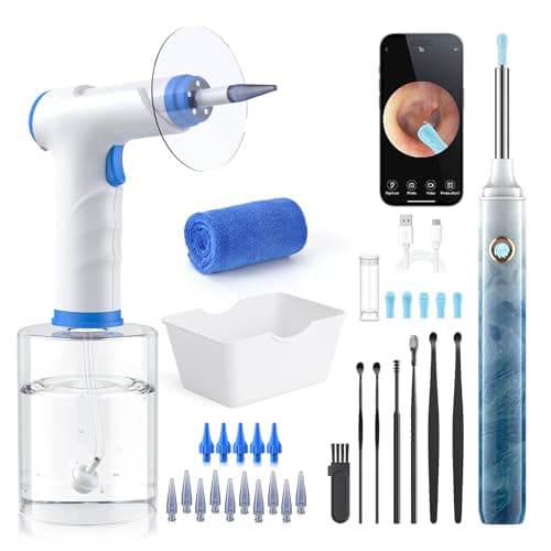Earwax Removal - Electric Ear Irrigation Kit with 4 Pressure Modes, Ear Cleaner with Camera, 1080P Otoscope, Ear Cleaning Tool with 7-Piece Set, Earwax Removal Kit for Daily Cleaning-Blue - Image 1
