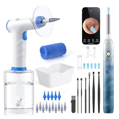 Earwax Removal - Electric Ear Irrigation Kit with 4 Pressure Modes, Ear Cleaner with Camera, 1080P Otoscope, Ear Cleaning Tool with 7-Piece Set, Earwax Removal Kit for Daily Cleaning-Blue - Image 1