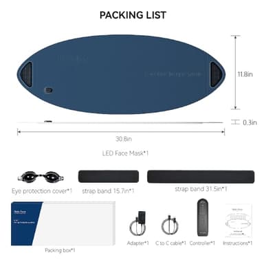 Red Light Therapy for Face and Neck, 720 LED Infrared Light Therapy Mask for Wrinkles and Acne, Large 30.8" x 11.8" Panel for Body, Red Light Mask Gift for Women, Mom, PDT Facial Skincare at Home - Image 9