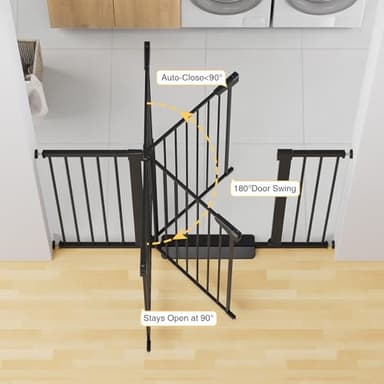 Cumbor 36" Extra Tall Baby Gate for Stairs, 29.7-54.2" Extra Wide Dog Gate for Doorways Hallways, Pressure Mounted Child Gate for Wide Opening, Auto Close Personal Safety for Babies and Pets, Black - Image 6