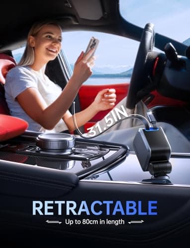 EWITGO Retractable Car Charger, Car Accessories, 72W Fast Charging USB C Car Charger with 4FT Retractable Cables and 2 Ports, for iPhone 16 15 14 13 12, Samsung etc Warm Grey - Image 2