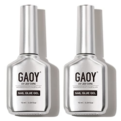 GAOY 2Pcs 16ml Gel Nail Glue for Acrylic Nails Tips, 2 in 1 Nail Glue and Base Coat, UV Light Cure - Image 1