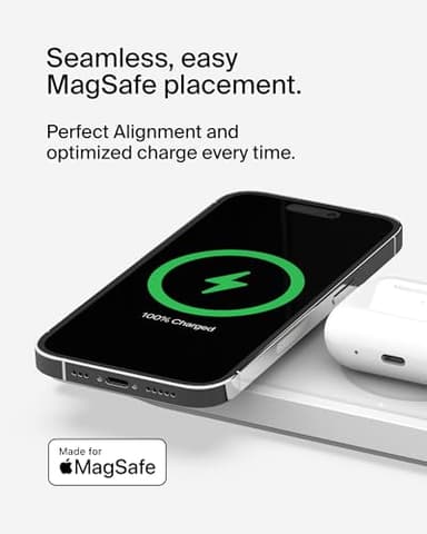 Belkin BoostCharge Pro 15W 3-In-1 Wireless MagSafe Charging Pad - White - Image 3