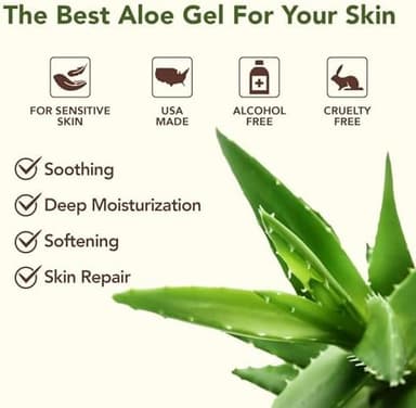 Green Leaf Naturals Amazing Aloe Vera Gel - Freshly Cut, 100% Pure Aloe, Premium Quality, Vegan, Unscented - Natural Sunburn Relief, After Shave, Skin, Face & Hair Care 12oz - Image 3