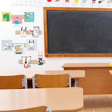 5 Pack Felt Pin Board Bar Strips Bulletin Board for Bedrooms Offices Home Wall Decoration, Notice Board Self Adhesive Cork Board with 35 Push Pins for Paste Notes, Photos, Schedules (Camel) - Image 6