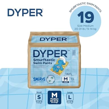 DYPER - Smurftastic Swim Pants - Affordable Diapers, Hypoallergenic, Plant-Based, Absorbent & Quick-Drying, Eco-Friendly, Fun Prints - Size M, 20-31 lbs (19 Count) - Image 2