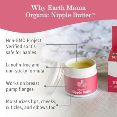 Earth Mama Organic Nipple Butter™ | Nipple Cream Safe for Breastfeeding | Postpartum Essentials for Nursing | Non Lanolin Nipple Cream, 2-Fluid Ounce - Image 2