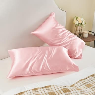 BEDELITE Satin Pillowcase for Hair and Skin, Super Soft and Cooling Similar to Silk Pillow Cases 2 Pack with Envelope Closure, Gift for Women Men(20"x26" Standard Size, Pink) - Image 8