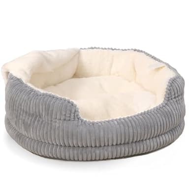 OMLIVLIES Cat Beds for Indoor Cats,with Soft Hooded Blanket.Comfortable Cute cat Bed,Removable Inner pad Washable with Non-Slip Bottom,Cozy Kitten、Small Dog Bed (Grey) - Image 2