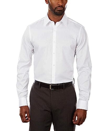 Van Heusen Men's Dress Shirt Slim Fit Flex Collar Stretch Solid, White, 16" Neck 34"-35" Sleeve - Image 1