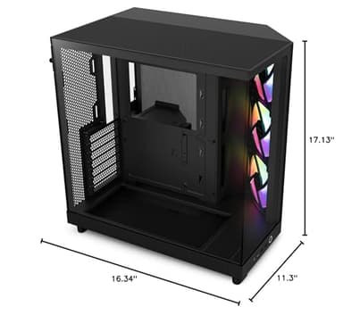 NZXT H6 Flow RGB Mid-Tower Airflow Case with 3 RGB Fans, Panoramic Glass Panels, Cable Management - Black - Image 10