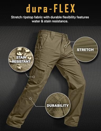 CQR Men's Flex Ripstop Tactical Pants, Water Resistant Stretch Cargo Pants, Lightweight EDC Hiking Work Pants, Dura Flex Soil Green, 32W x 32L - Image 8