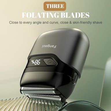 Electric Foil Shaver for Men, Compact Waterproof Rechargeable Razor with 3 Floating Blades, IPX7 Wet/Dry Use, USB Type-C Charging, Portable Travel Electric Shaver - Image 2