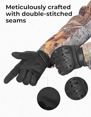 KEMIMOTO Tactical Gloves for Men, Touchscreen Motorcycle Gloves with Hard Shell & Palm Padding for Sports Motorcycle Cycling Tactical Airsoft Paintball Hunting Hiking Camping Climbing (Black,Medium) - Image 6