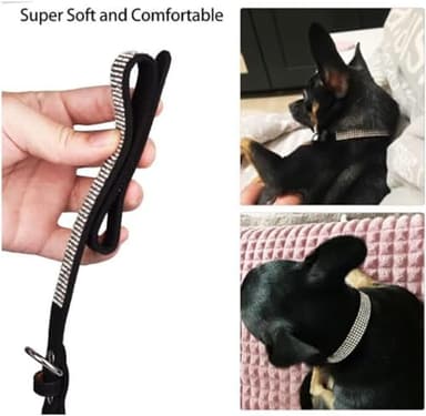 Teal Rhinestone Dog Collar,Cute Rhinestone Dazzling Sparkling Pretty Bling Crystal Diamond Pet Puppy Collars for XXS XS Small Medium Large Dogs Girls Cats,XS - Image 5