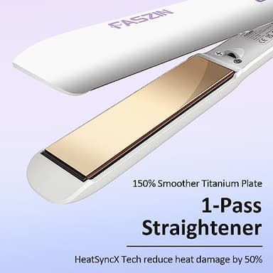 Faszin Hair Straightener, Fast Heat Titanium Flat Iron with Negative Ions to Create Sleek Style, 2 in 1 Straightener and Curler Dual Voltage Styling Tool for Professional Salon Straighten/Curl/Wave - Image 2