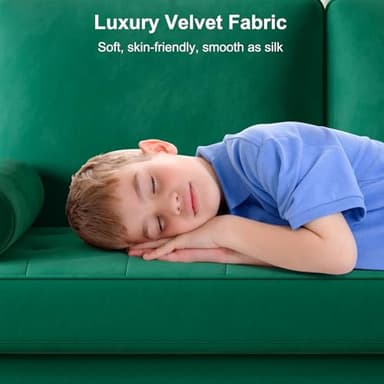 Vesgantti 56" Green Velvet Couch, Comfy Couch with Spring Cushions, Sturdy Wooden Small Sofa for Small Spaces, Modern 2 Seater Sofa with Tufted Seat, Living Room Loveseat - Image 7