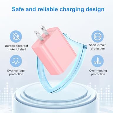 Dayaoncy Compatible with iPhone Charger Fast Charging, 20W USB C Wall Charger with 3Pack 10FT USB C to Lightning Cable, Phone Cable Fast Charging Compatible withi Phone 14/13/12/12 Pro Max/11 - Image 4
