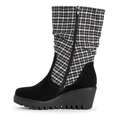MUK LUKS Women's Vermont Stowe Boots, Houndstooth Black, 7.5 - Image 6
