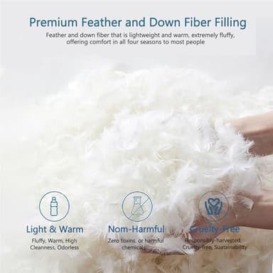 BPC Queen Size Feather Comforter, Filled with Feather and Down Fiber, 90x90 Inches All Season Duvet Insert Luxurious Fluffy Hotel Bedding Comforters with 100% Cotton Cover and 4 Corner Loops - Image 4
