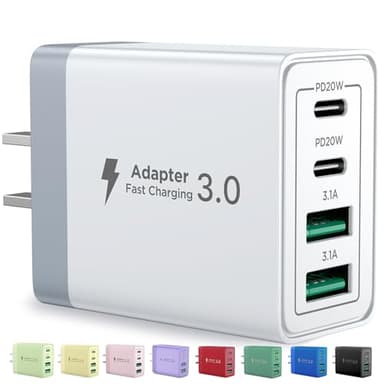 USB C Charger Block, 40W 4-Port Fast Charger 20W Type C Charging Block 3.1A USB Wall Charger Dual Port PD+QC Charging Cube for iPhone 16 15 14 13 12 Pro Max XS, iPad, Samsung Phone (White) - Image 1