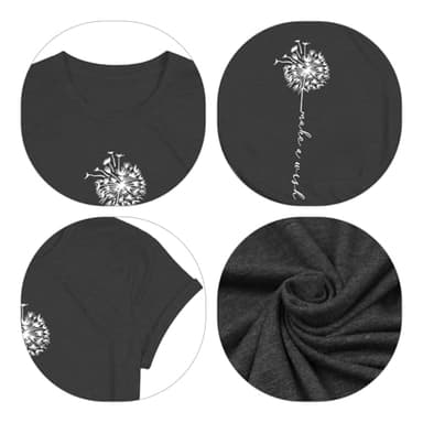Dandelion Shirt for Women - Cute Wildflower Short Sleeved Tops, Summer Flower T-Shirt for Leisure & Outdoor Casual Wear - Image 7