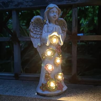 VIOYOUNS Angel Solar Garden Outdoor Statues with Succulent Plants and 6 LED Lights– Outside Solar Garden Decor Figurines -Remembrance & Sympathy Gifts Decorations - Image 7