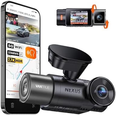 Vantrue N2X 2.7K Dash Cam Front and Inside, 5G WiFi Dual Dash Camera for Car with HDR IR Night Vision, STARVIS 2, GPS, 2.5K/60FPS, G-Sensor, 24/7 Parking Mode, Voice Control, Support 512GB Max - Image 2