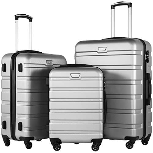 Coolife Luggage 3 Piece Set Suitcase Spinner Hardshell Lightweight TSA Lock (sliver3) - Image 1