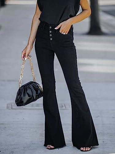 KUNMI Women's Flare Bell Bottom Jeans High Waisted Wide Leg Bootcut Jeans Stretchy Denim Pants - Image 2