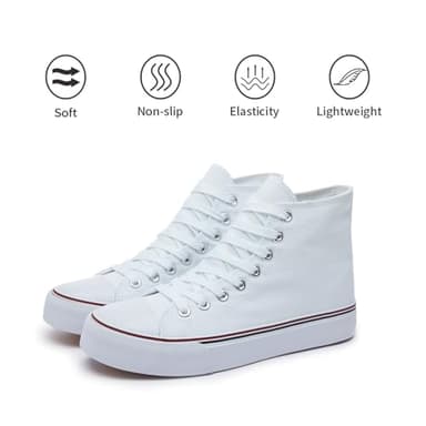 Iarus High Top Sneakers for Women White Canvas Comfortable Shoes for Women Walking Casual Sneakers Tennis Shoes(white08.5) - Image 3